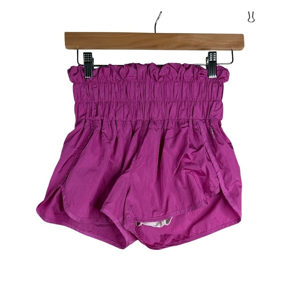 Free People Movement The Way Home Smocked Waistband Shorts size XS Magenta Pink